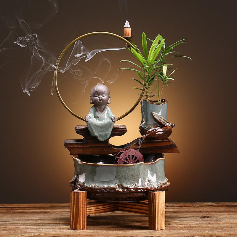 Small Ceramic Self-Circulating Fish Tank Aquarium For Desktop Or