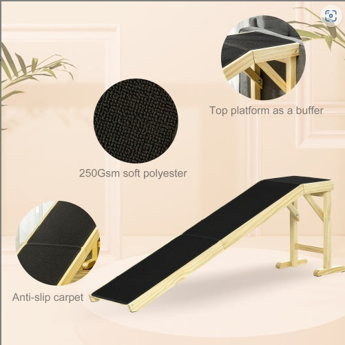 Ramp For Dog Bed, Pet Ramp For Dog With Non-slip Carpet And Top