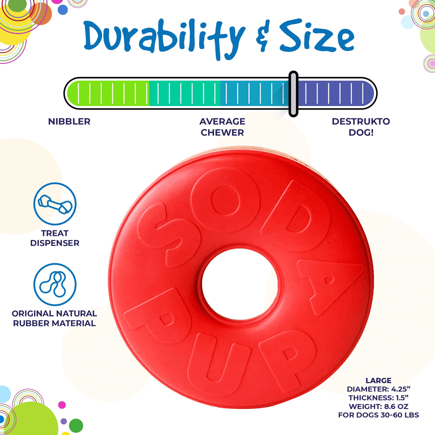 SP Life Ring Durable Rubber Chew Toy and Treat Dispenser for Dogs
