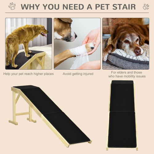 Ramp For Dog Bed, Pet Ramp For Dog With Non-slip Carpet And Top
