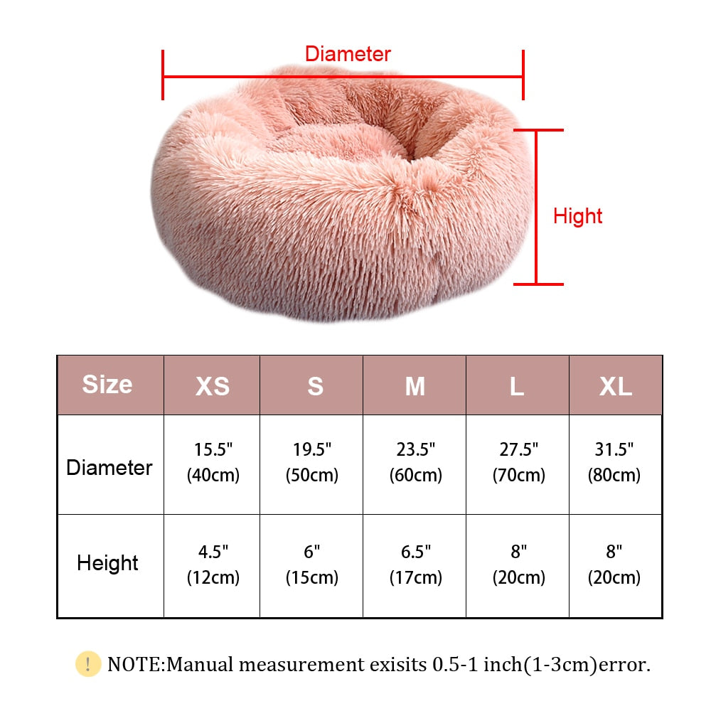 Long Plush Cat Bed House Soft Round Cat Bed Winter