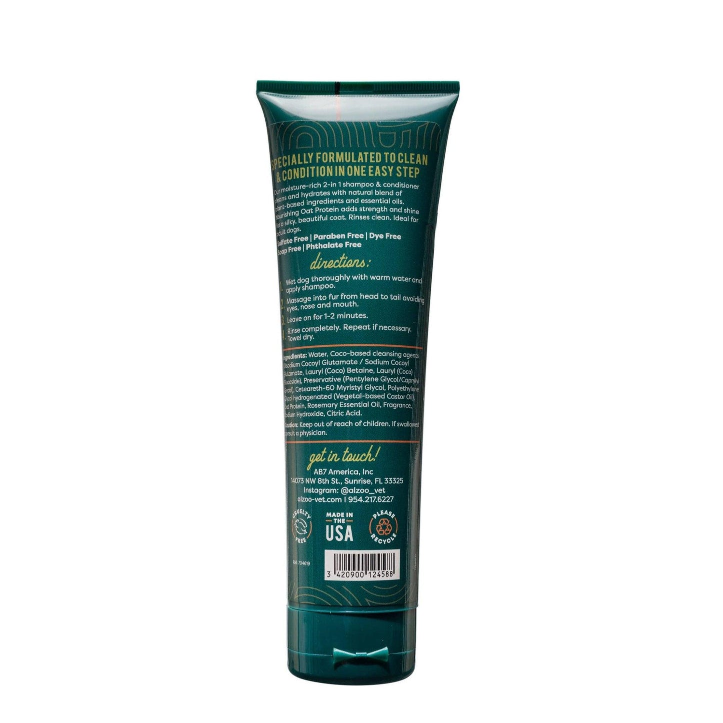 ALZOO Plant-Based 2-in-1 Dog Shampoo & Conditioner with Rosemary, 8oz