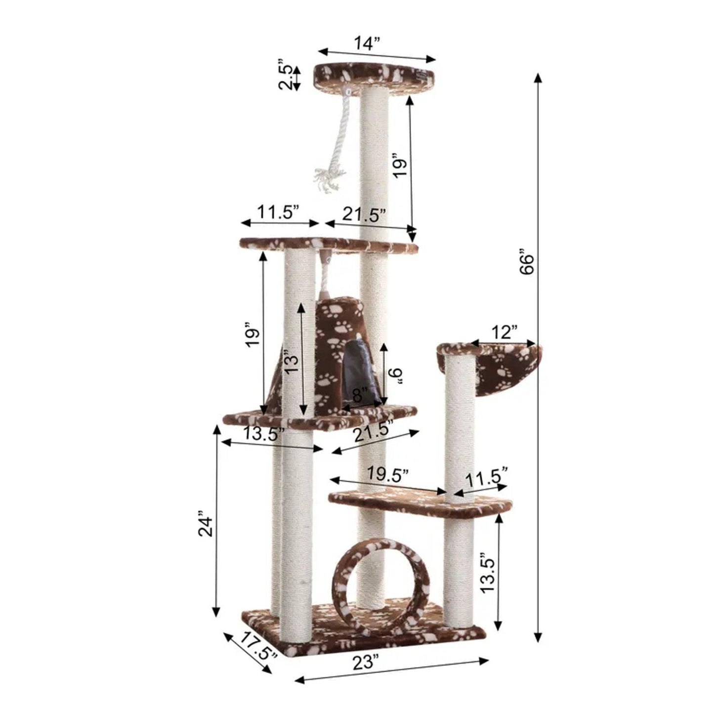Armarkat A6601 Classic Cat Tree with Hammock Bed and Play Features
