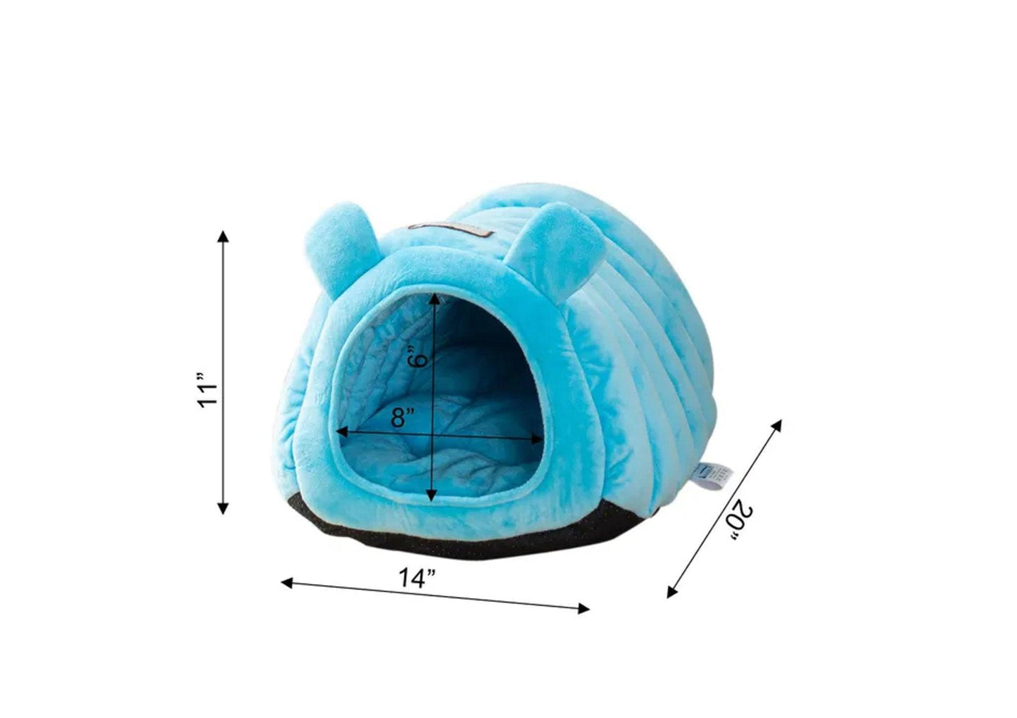 Armarkat Luxe Velvet Hideaway Cat Bed in Cornflower Blue