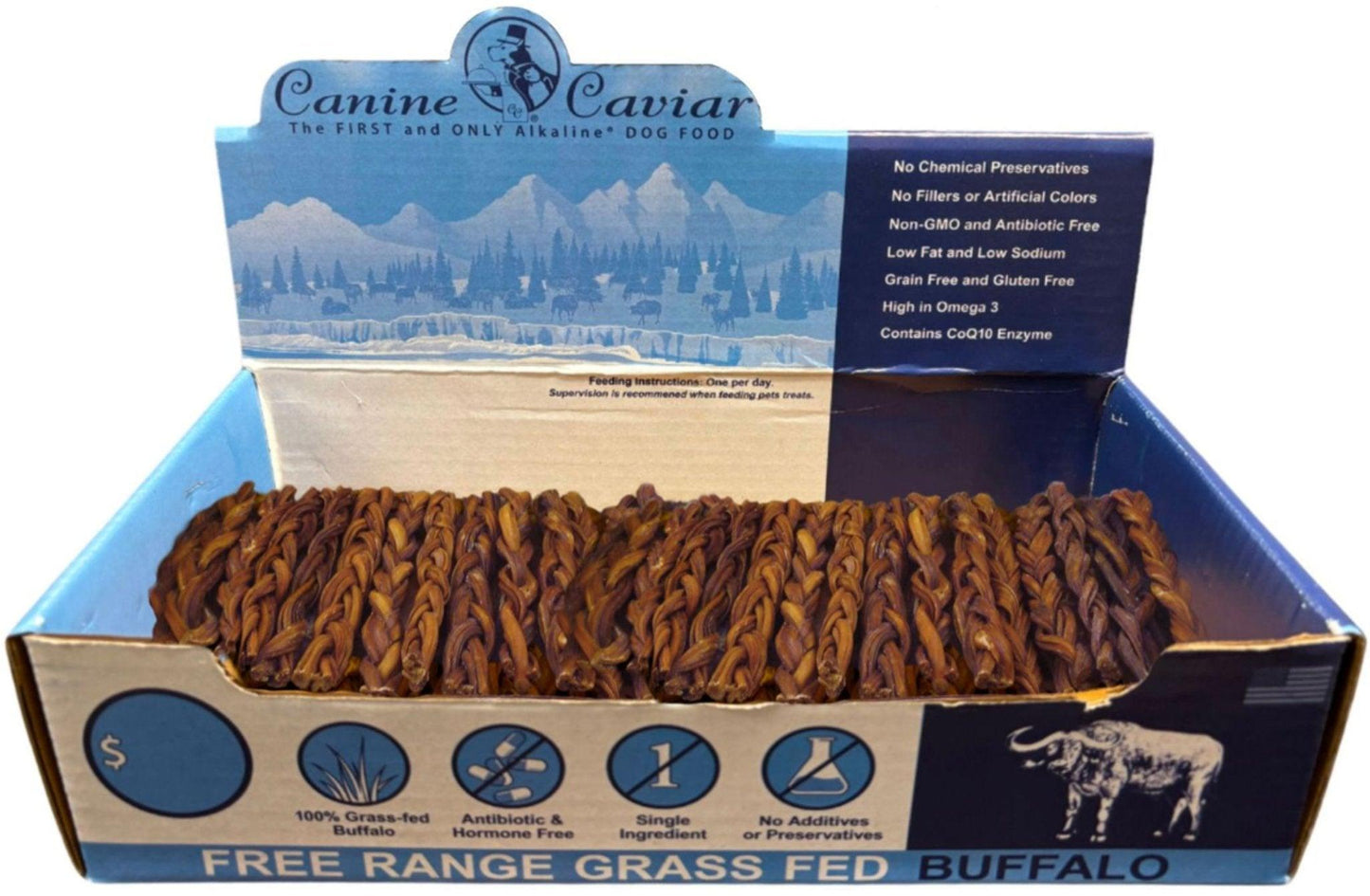 Canine Caviar 12" Braided Grass-Fed Buffalo Treats