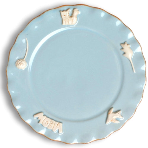 Cat Whisker Relief Handmade Stoneware Feeder