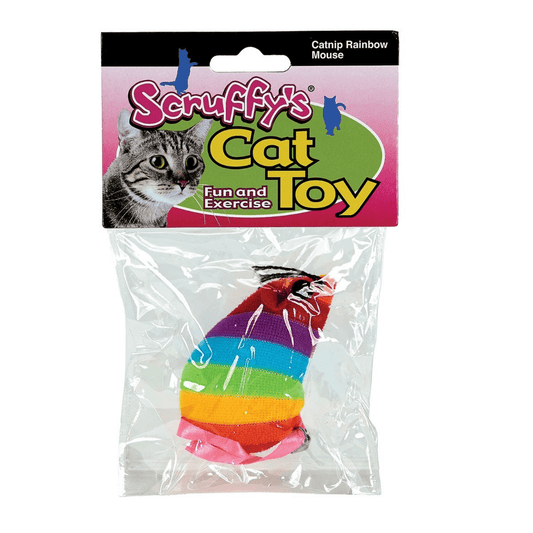 Scruffy's Catnip-Infused Rainbow Mouse Toy for Cats