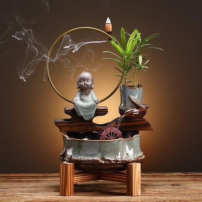 Small Ceramic Self-Circulating Fish Tank Aquarium For Desktop Or
