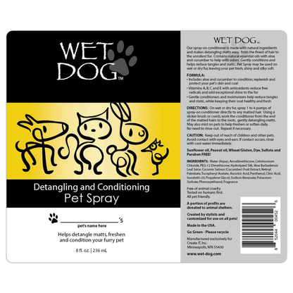 Wet Dog Natural Detangling and Conditioning Spray with Aloe and