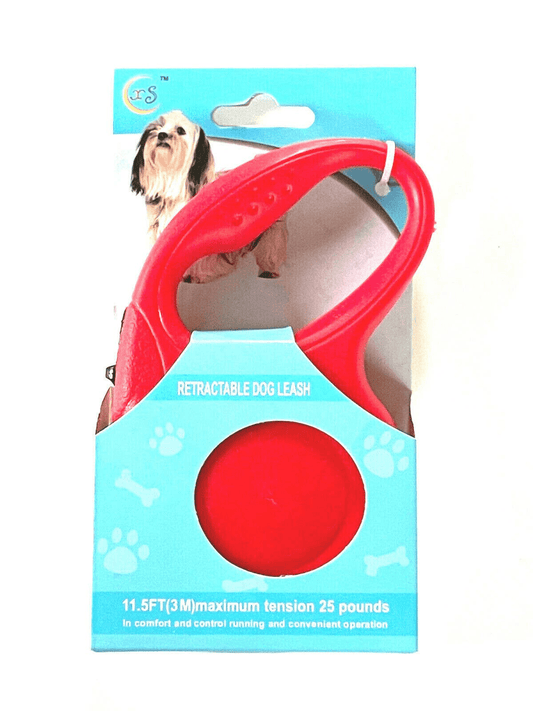Retractable 11.5ft Red Dog Leash with 25lbs Tension Limit
