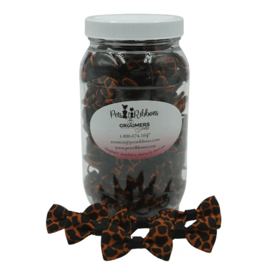 Leopard Grosgrain Grooming Bows Assorted Jar (50-100 Bows)