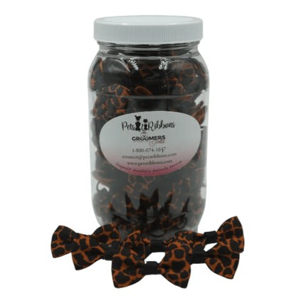 Leopard Grosgrain Grooming Bows Assorted Jar (50-100 Bows)