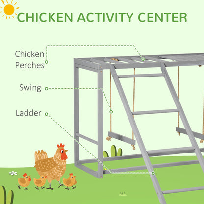 Chicken Activity Game With Swing Set For 3-4 Birds, Wooden Chicken