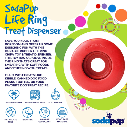 SP Life Ring Durable Rubber Chew Toy and Treat Dispenser for Dogs