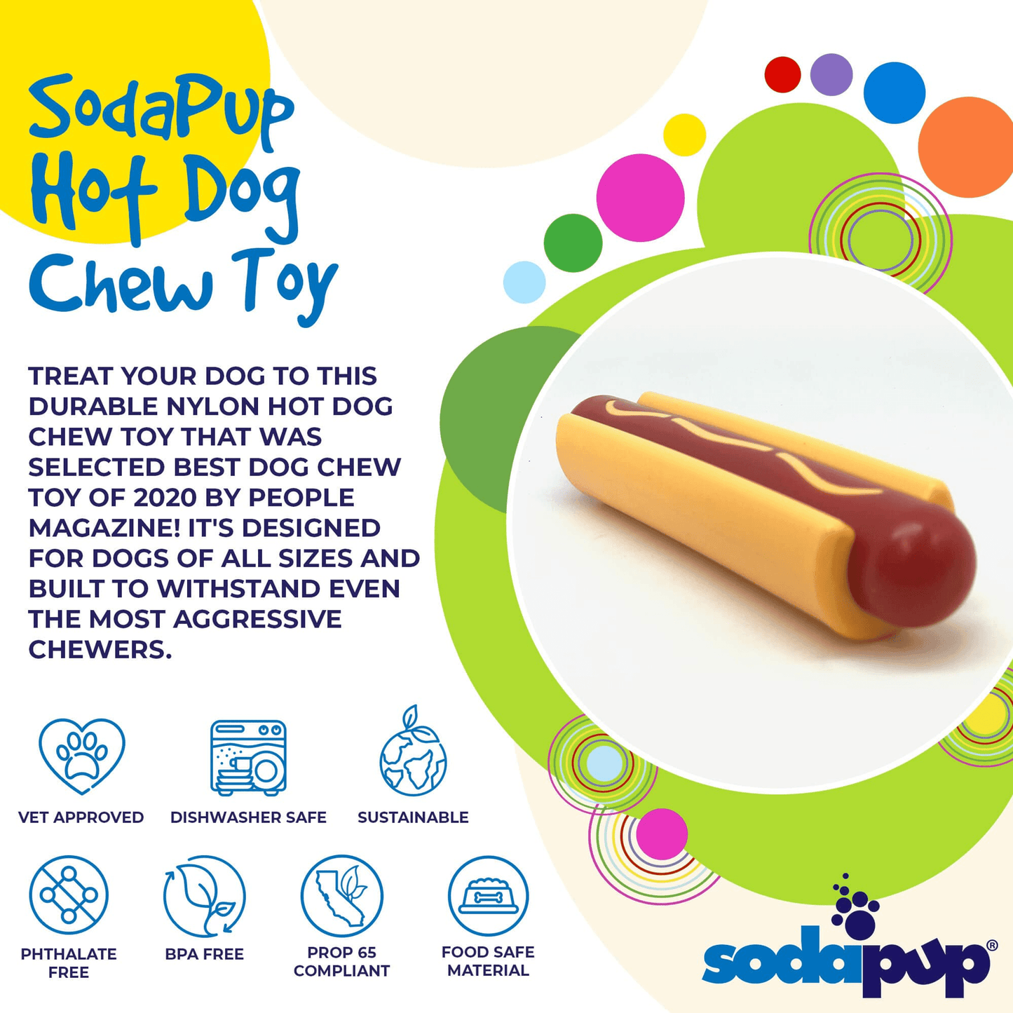 SP Hot Dog Ultra-Durable Chew Toy for Aggressive Chewers