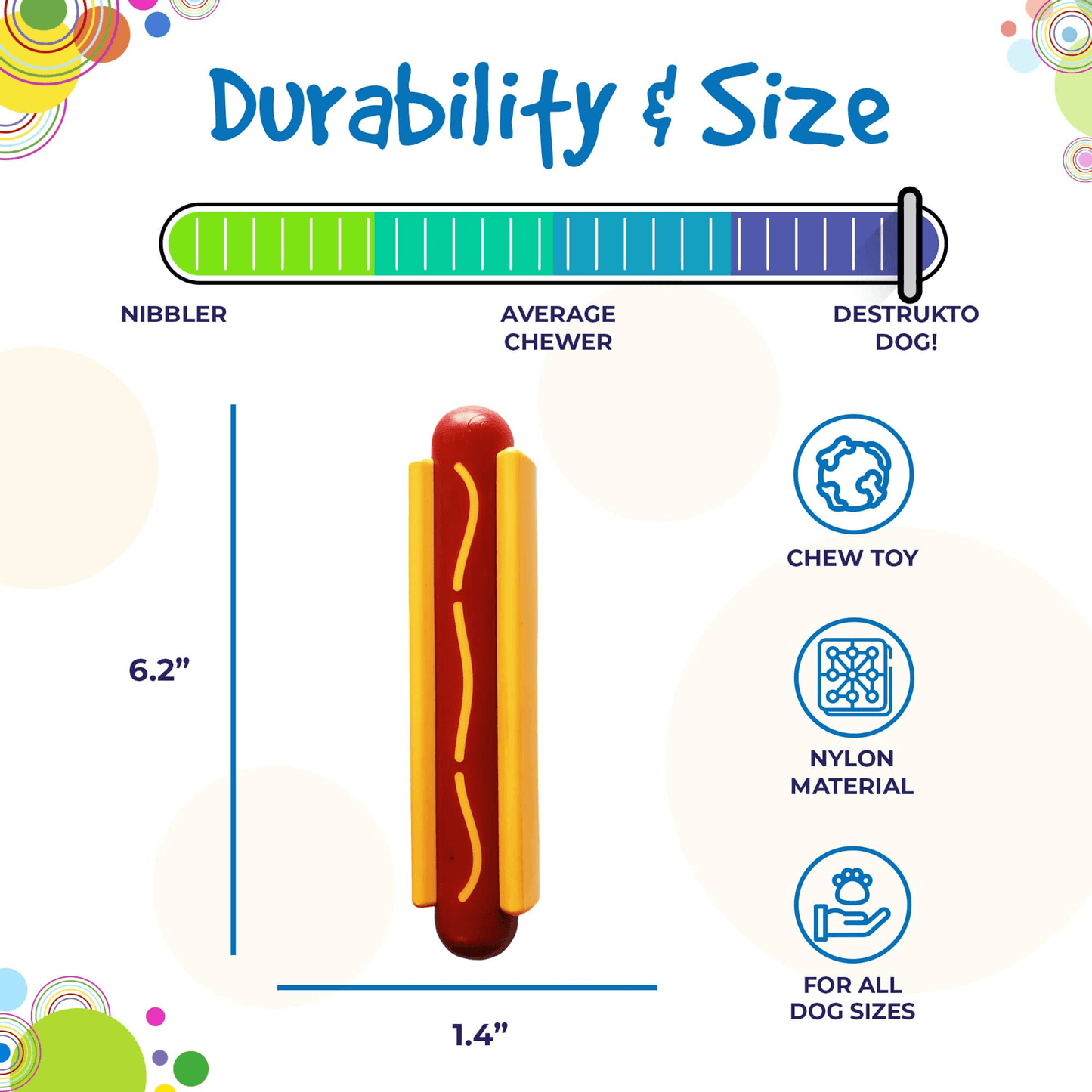 SP Hot Dog Ultra-Durable Chew Toy for Aggressive Chewers
