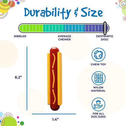 SP Hot Dog Ultra-Durable Chew Toy for Aggressive Chewers
