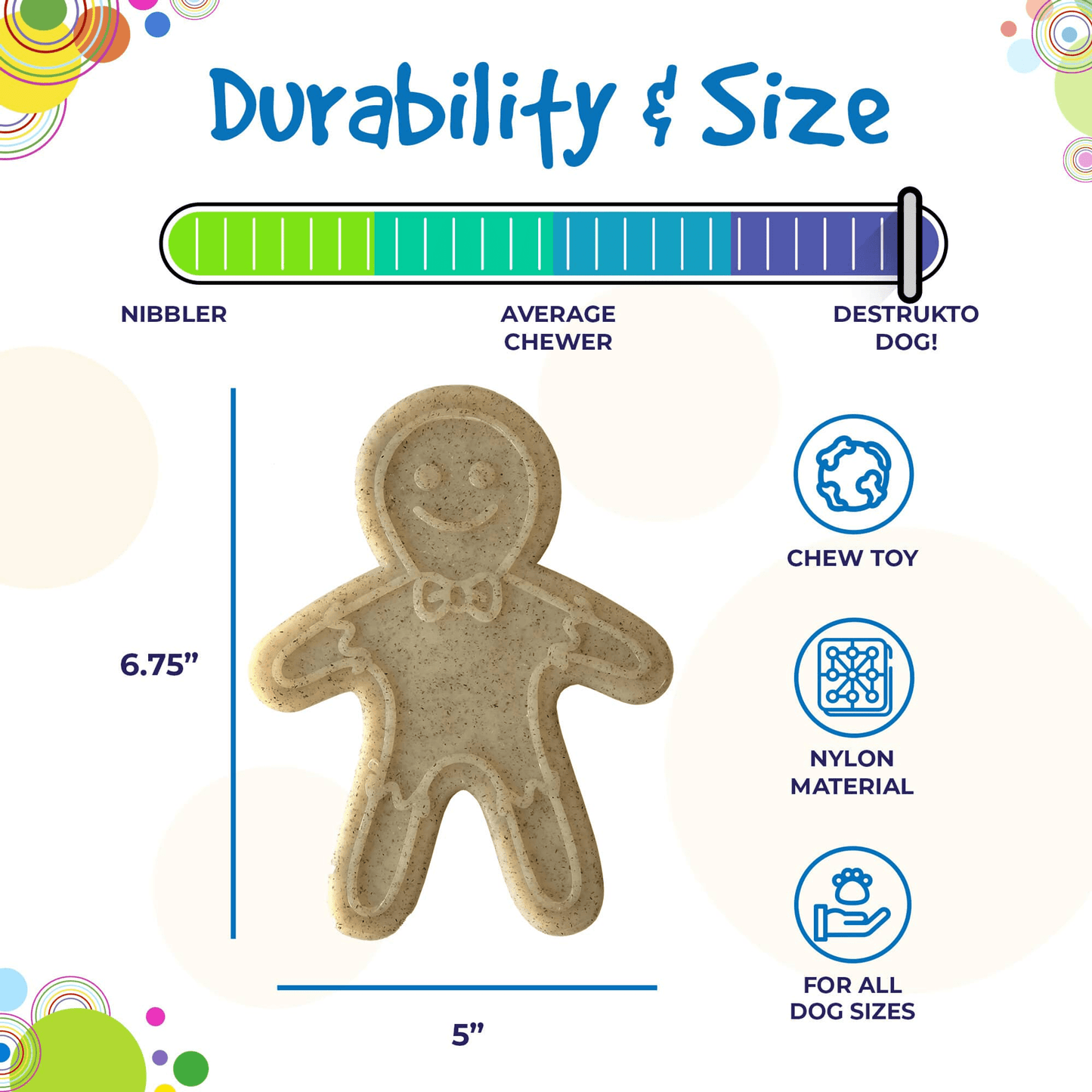 Gingerbread Man Ultra-Durable Chew Toy for Aggressive Chewers