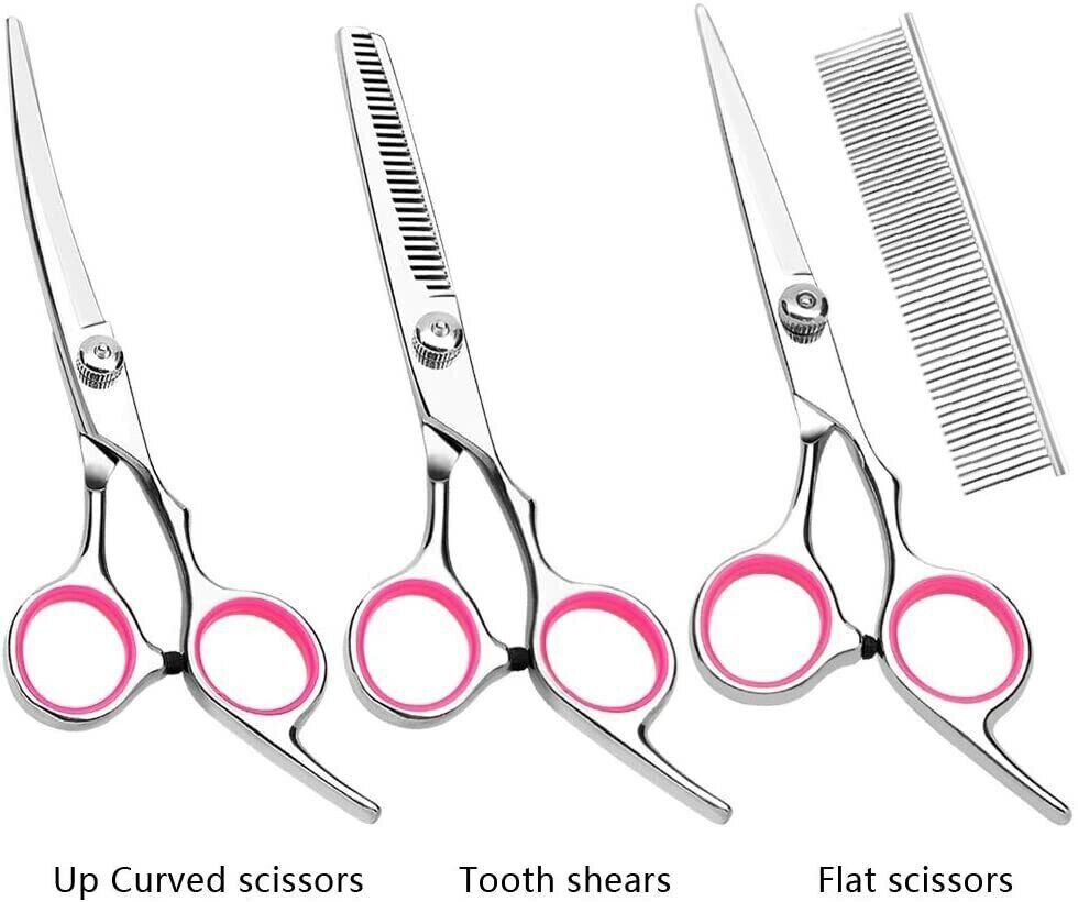 Pet Dog Grooming Scissors Stainless Straight Curved Thinning Shears