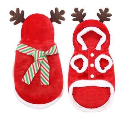 Festive Pet Holiday Costume - Santa Elk Winter Sweater