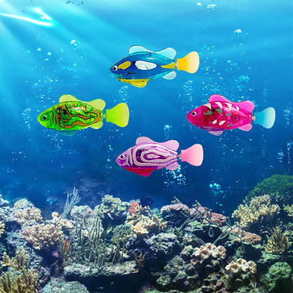 Led Light Swimmer: Interactive Pet Fish Electronic Cat Toys With Grass