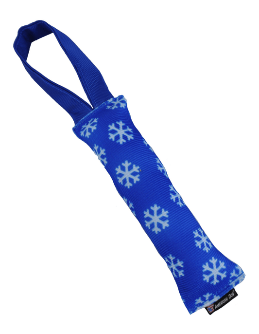 Snow Flake Durable 11" Fire Hose Dog Toy with Squeak and Float