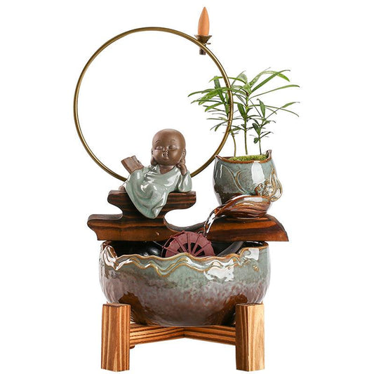 Small Ceramic Self-Circulating Fish Tank Aquarium For Desktop Or