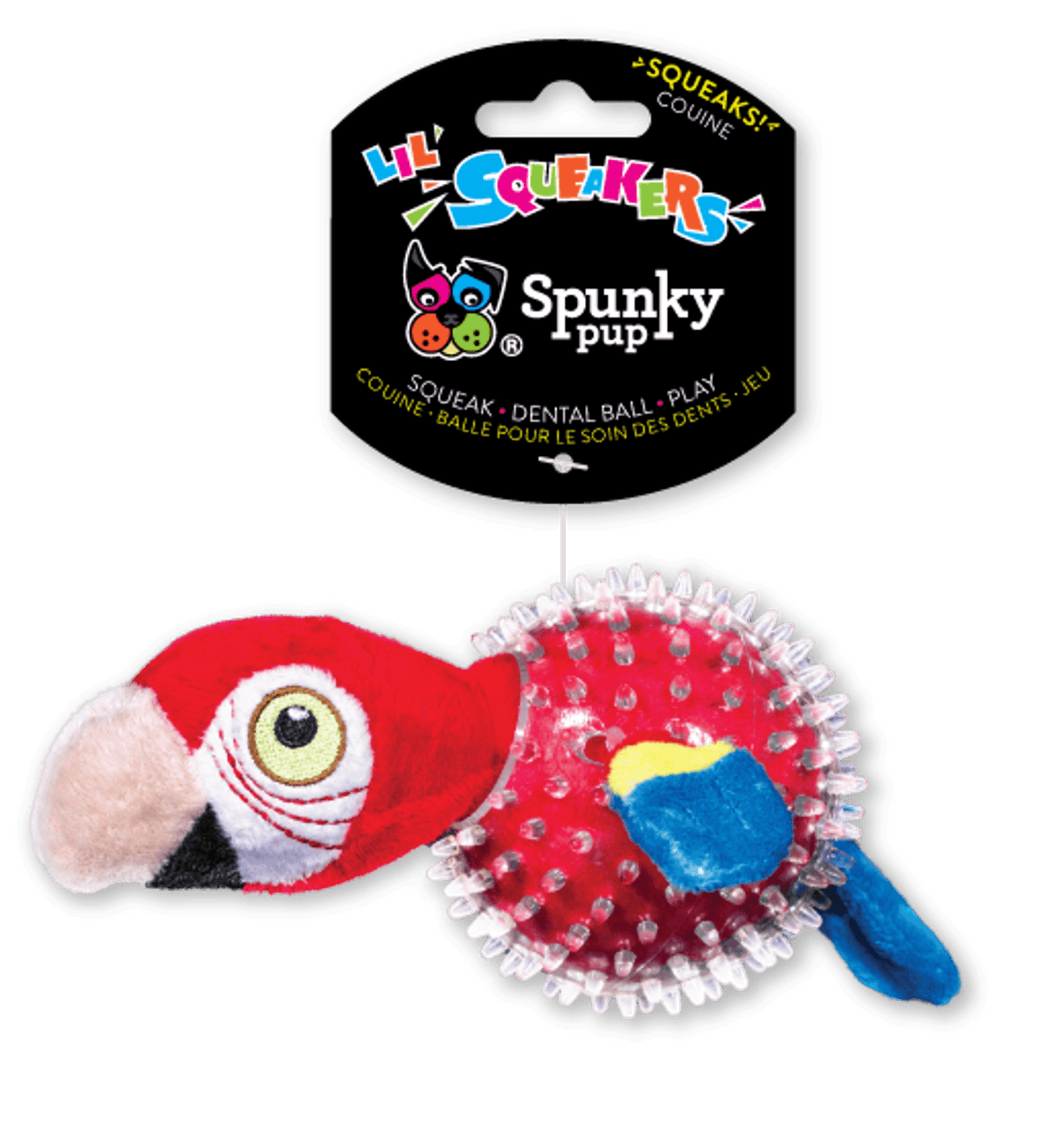 Lil' Squeakers Parrot Spiky Ball for Small Dogs
