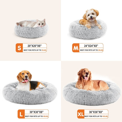 24-Inch Non-Slip Round Fluffy Plush Pet Bed