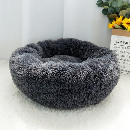 Long Plush Cat Bed House Soft Round Cat Bed Winter