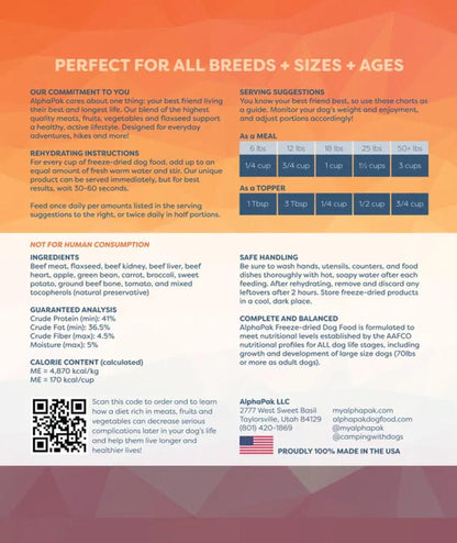 Alpha Pak Raw Freeze Dried Dog Food - Premium Grain-Free Nutrition for