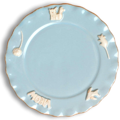 Cat Whisker Relief Handmade Stoneware Feeder