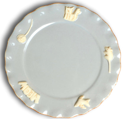 Cat Whisker Relief Handmade Stoneware Feeder