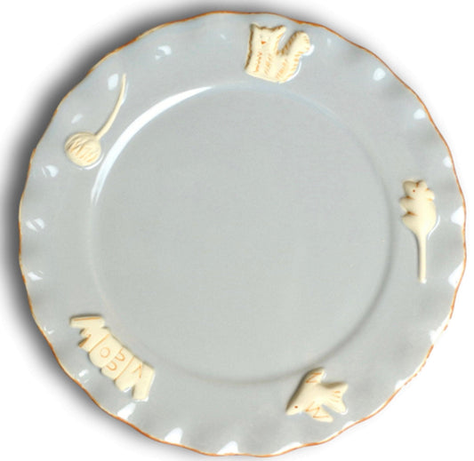Cat Whisker Relief Handmade Stoneware Feeder