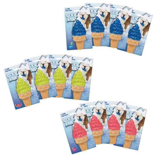 Cool Pup Mini Ice Cream Cone Toy Pack - Set of 12 Durable Toys