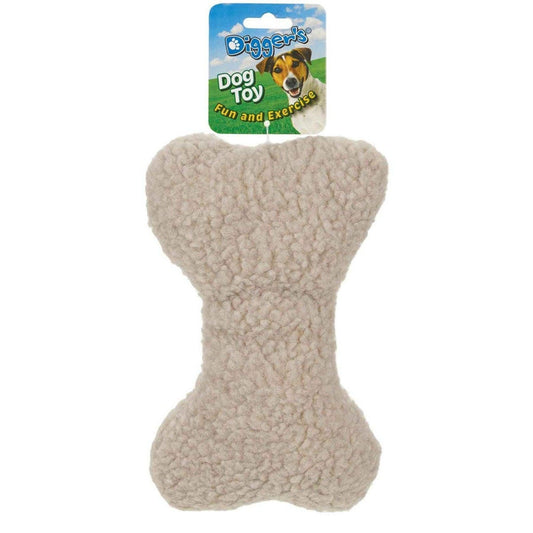 Digger's Plush 9in Woolly Bone Toy with Squeaker