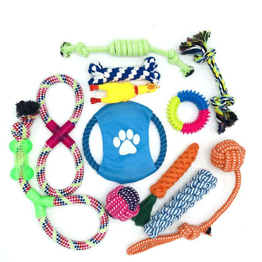 A Set Of Dog Chew Rope Toys Handwoven Cotton Rope Puppy Training