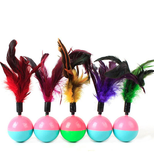 5.5cm Funny Pet Cat Toys Favorite feather Mouse Tumbler Plastic Toys