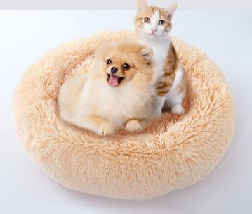 Round Shape Dog Kennel Cat Bed Winter Warm Plush Pet House Candy Color