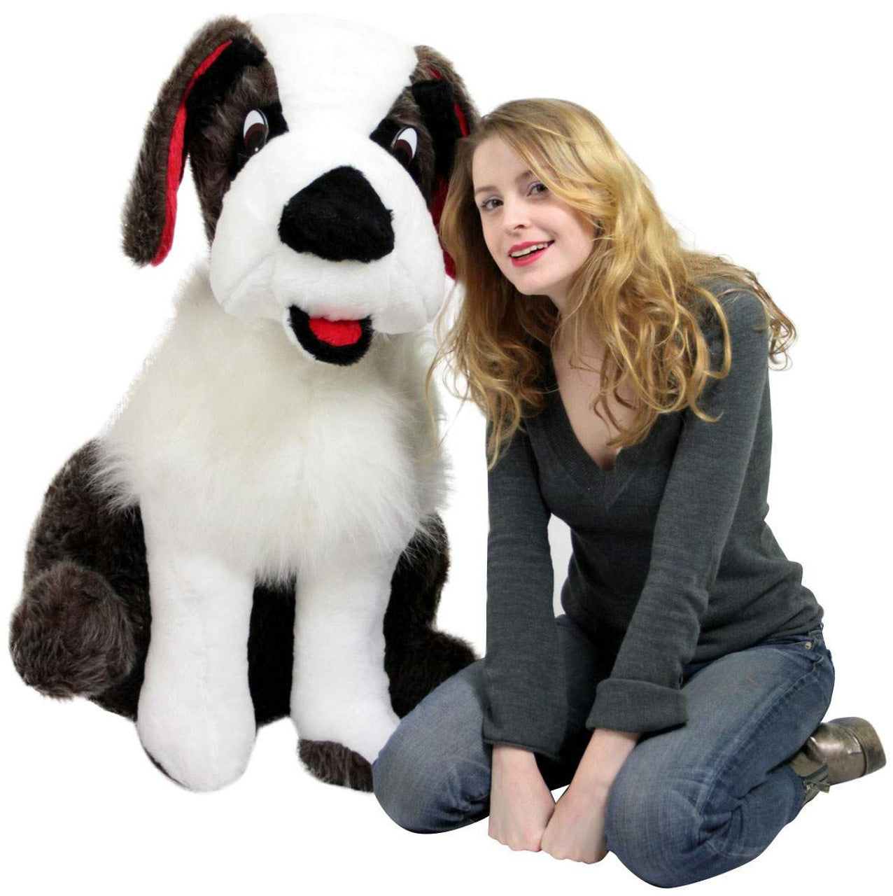 American Made Life Size Stuffed Saint Bernard 38 Inch Soft Big Plush