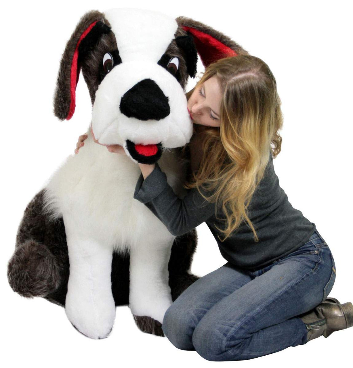 American Made Life Size Stuffed Saint Bernard 38 Inch Soft Big Plush